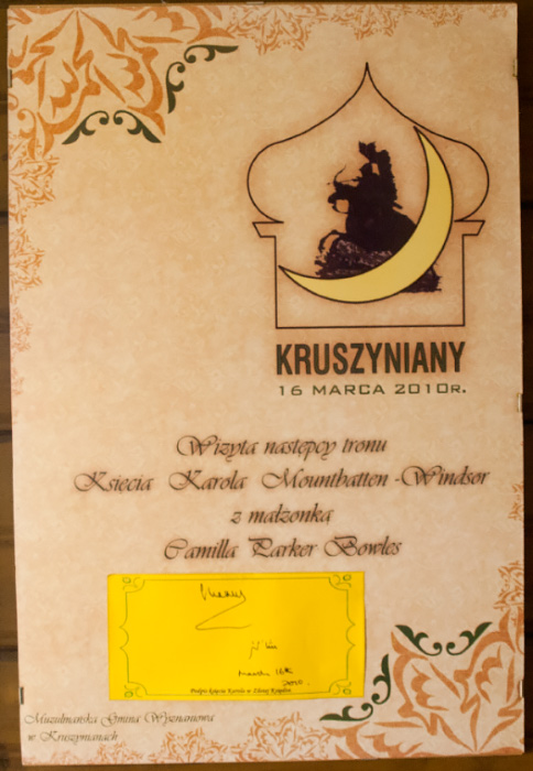 Kliknij aby powiększyć Pamiątka z wizyty ksiącia Karola.